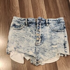 Denim Blue Distressed Women Shorts